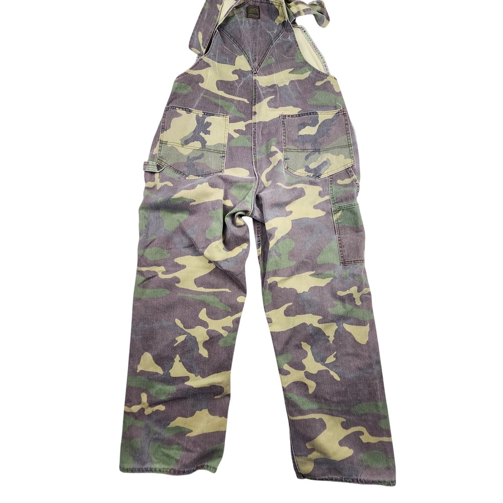 VTG Liberty Overalls Bib 40x29 Double Knee Woodland Camo Hunting 80s 90s Utility - Picture 6 of 12